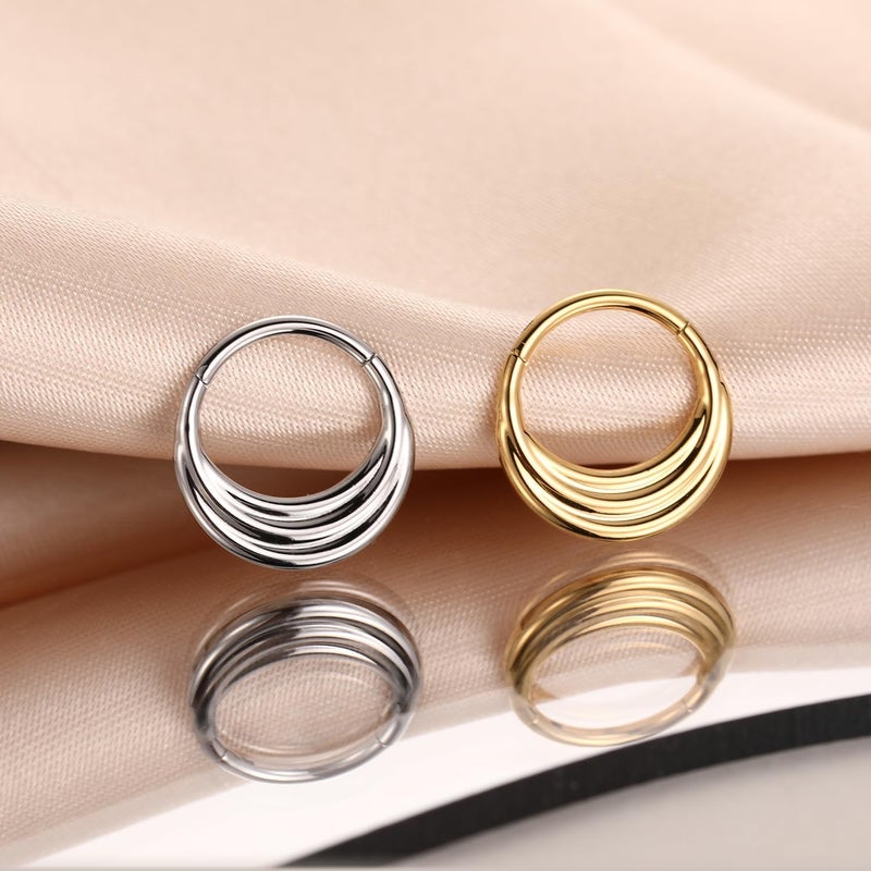 FUNLMO Store 316L Surgical Steel Septum Ring Nose Ring Hoop Hypoallergenic Daith Cartilage Conch Tragus Rook Earlobe Piercing Jewerly for Women Men - Image 3